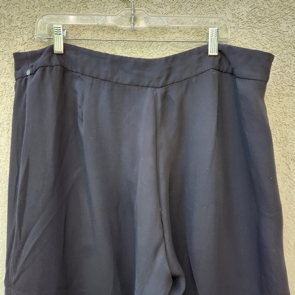 Eileen Fisher Pants Women's Large Black Wide Leg Dropped Rise Chiffon Classic - Picture 5 of 10